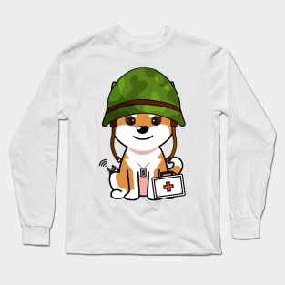 Cute orange dog is an army medic Long Sleeve T-Shirt